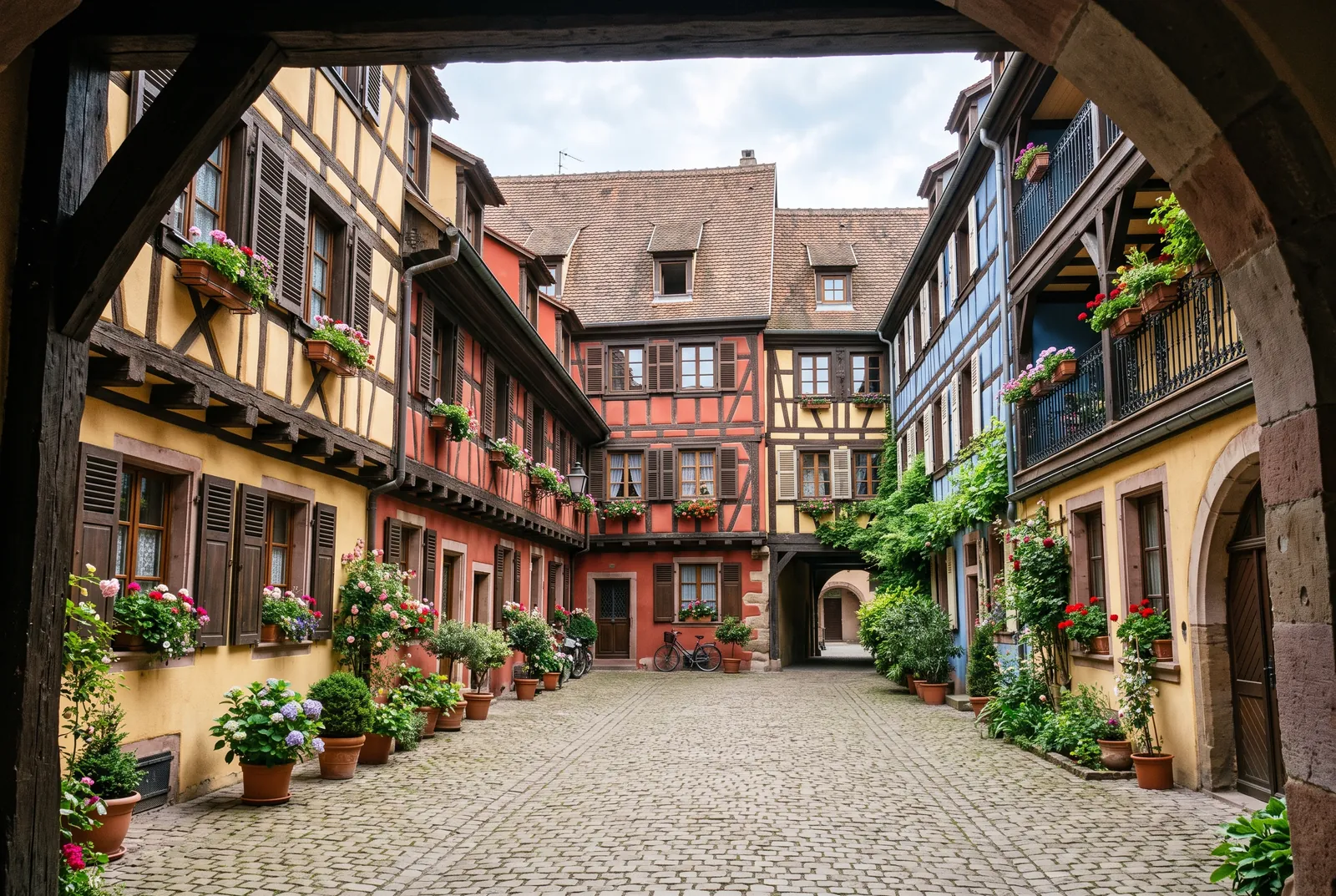 Cour intérieure d'un immeuble à Colmar